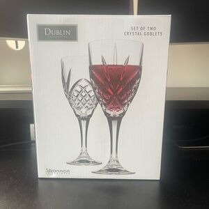 Beautiful Dublin Crystal Goblets Set Of 2 Glasses Brand New